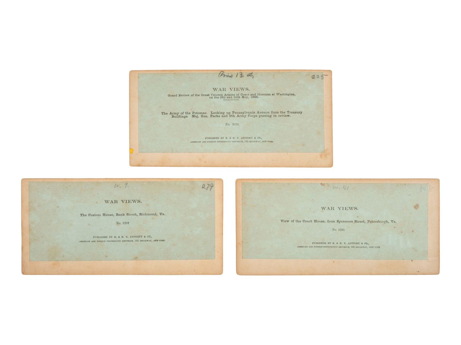 [CIVIL WAR]. 15 stereoviews ft. ruins, important buildings & locales during and just after the war.