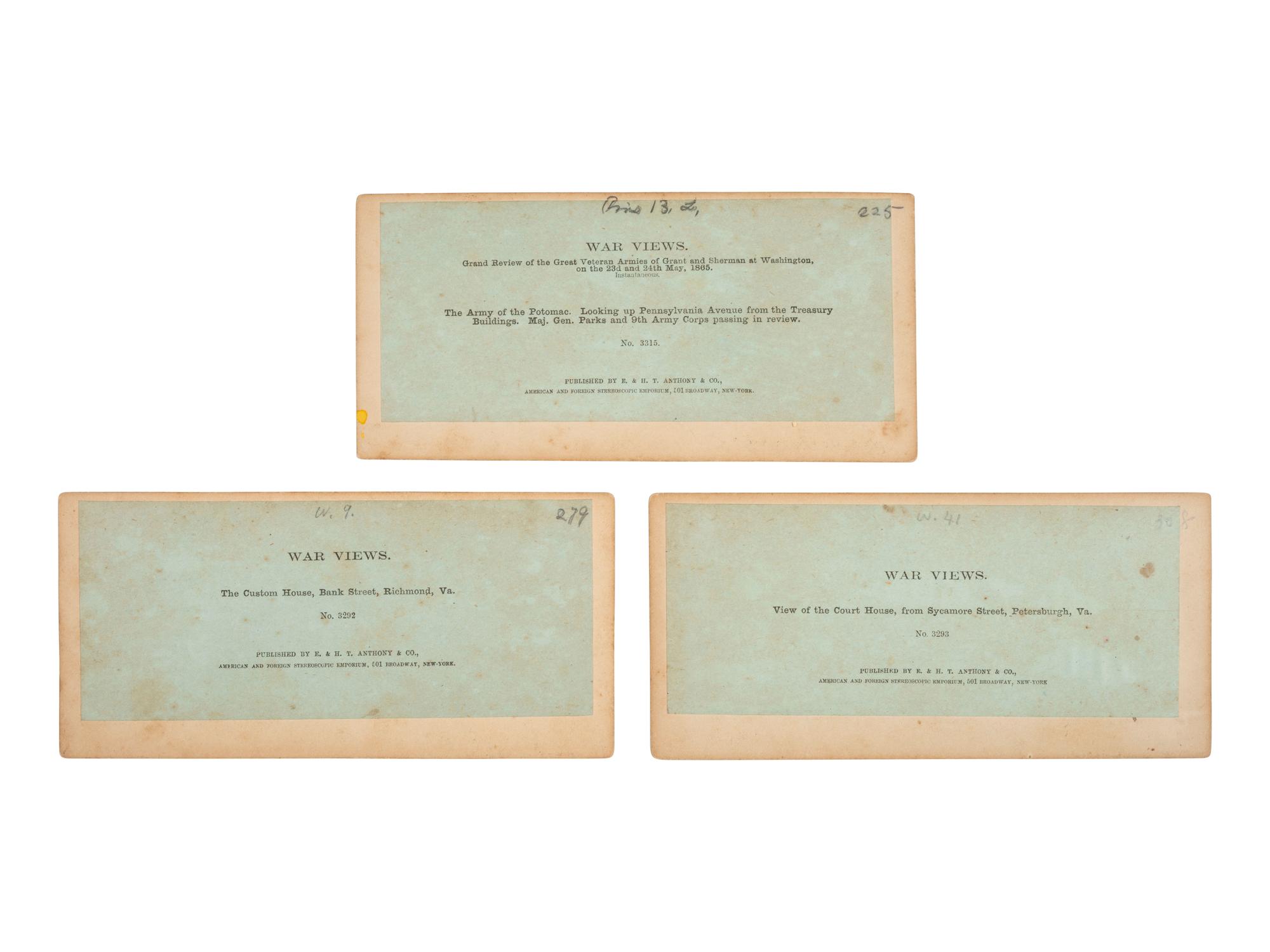 [CIVIL WAR]. 15 stereoviews ft. ruins, important buildings & locales during and just after the war.