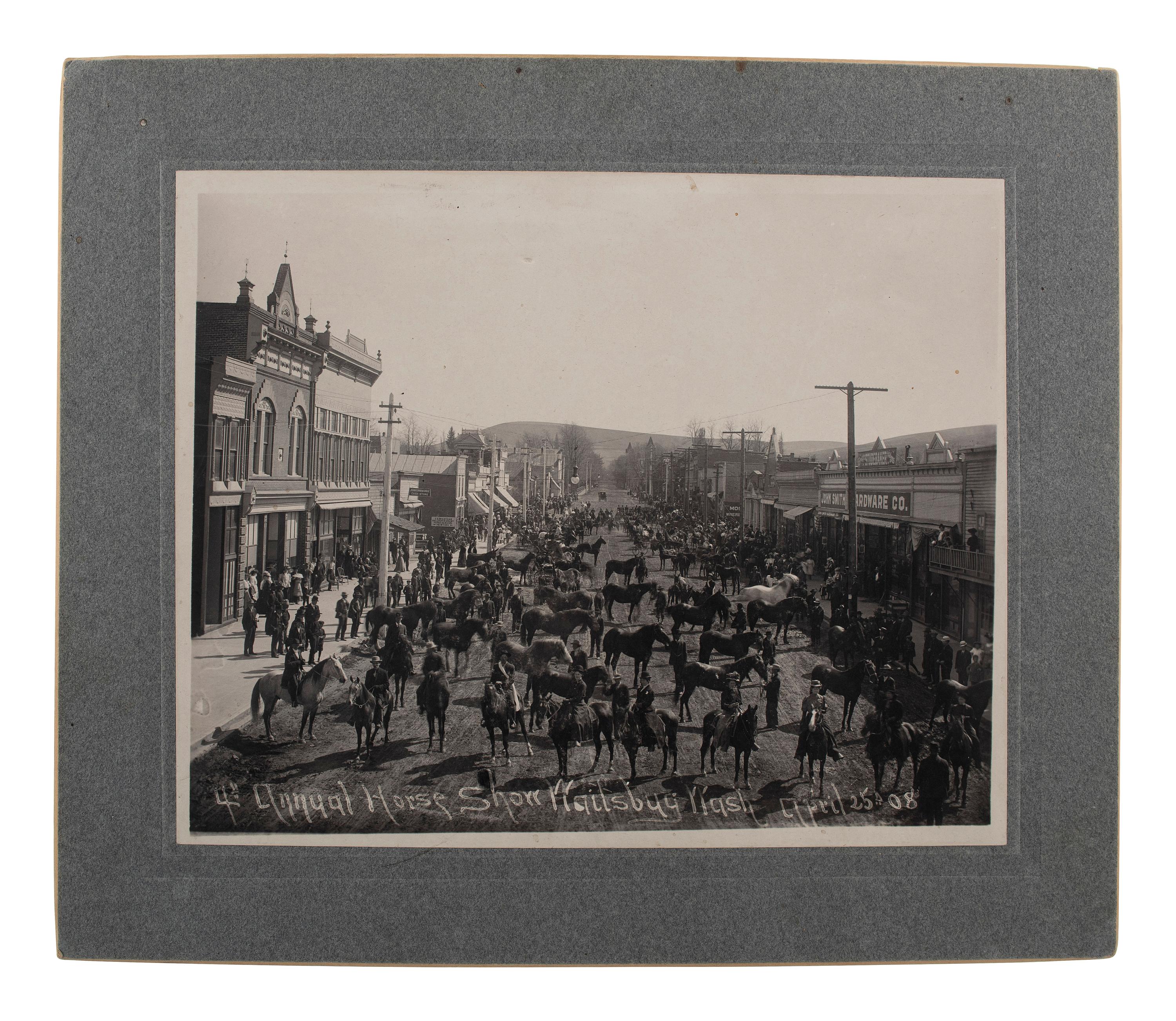 [EARLY PHOTOGRAPHY] -- [WESTERN AMERICANA]. A group of 3 photographs of western subjects and scene, incl. a frontiersman, gamblers, and a Washington state horse show.