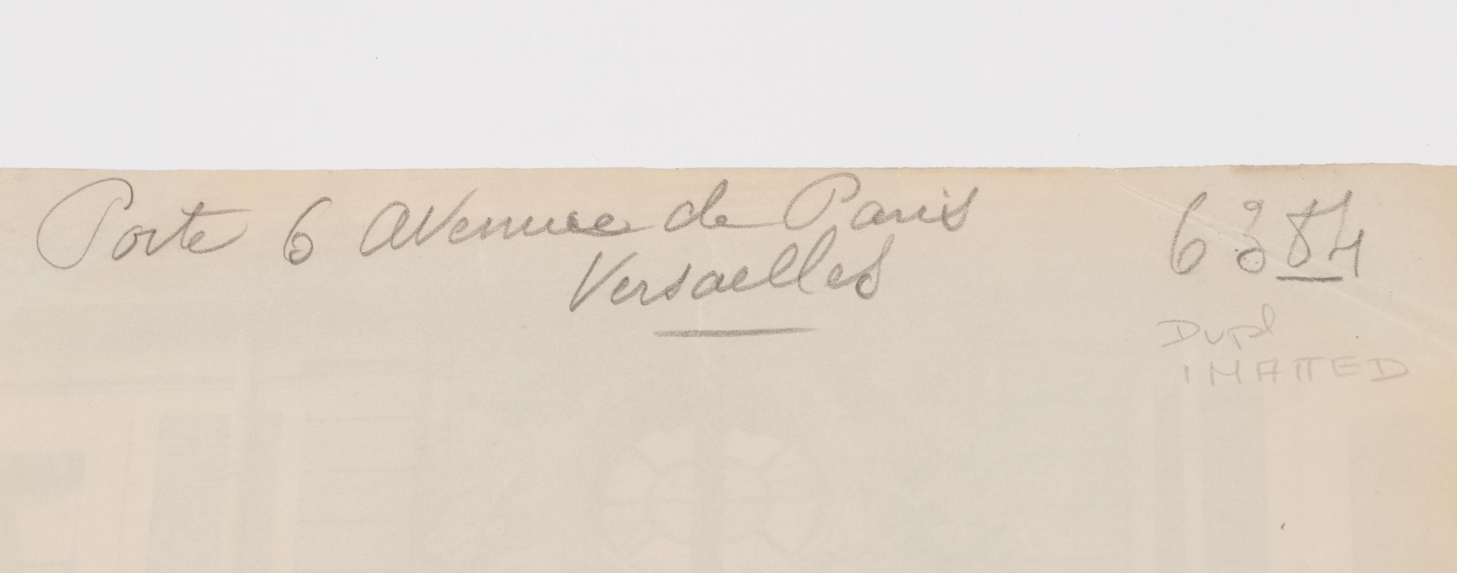 A group of three photographs ( Vigne, 1910 or earlier; Porte, avenue de Paris (Versailles) , 1922; Fontainebleau, cour ovale , 1903)