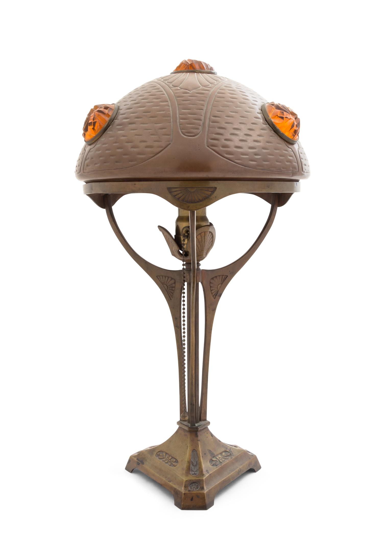 A Secessionist Copper Lamp Height 18 1/4 inches.