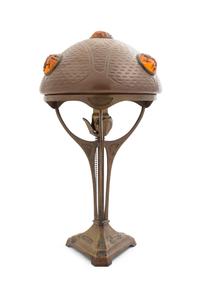 A Secessionist Copper Lamp Height 18 1/4 inches.