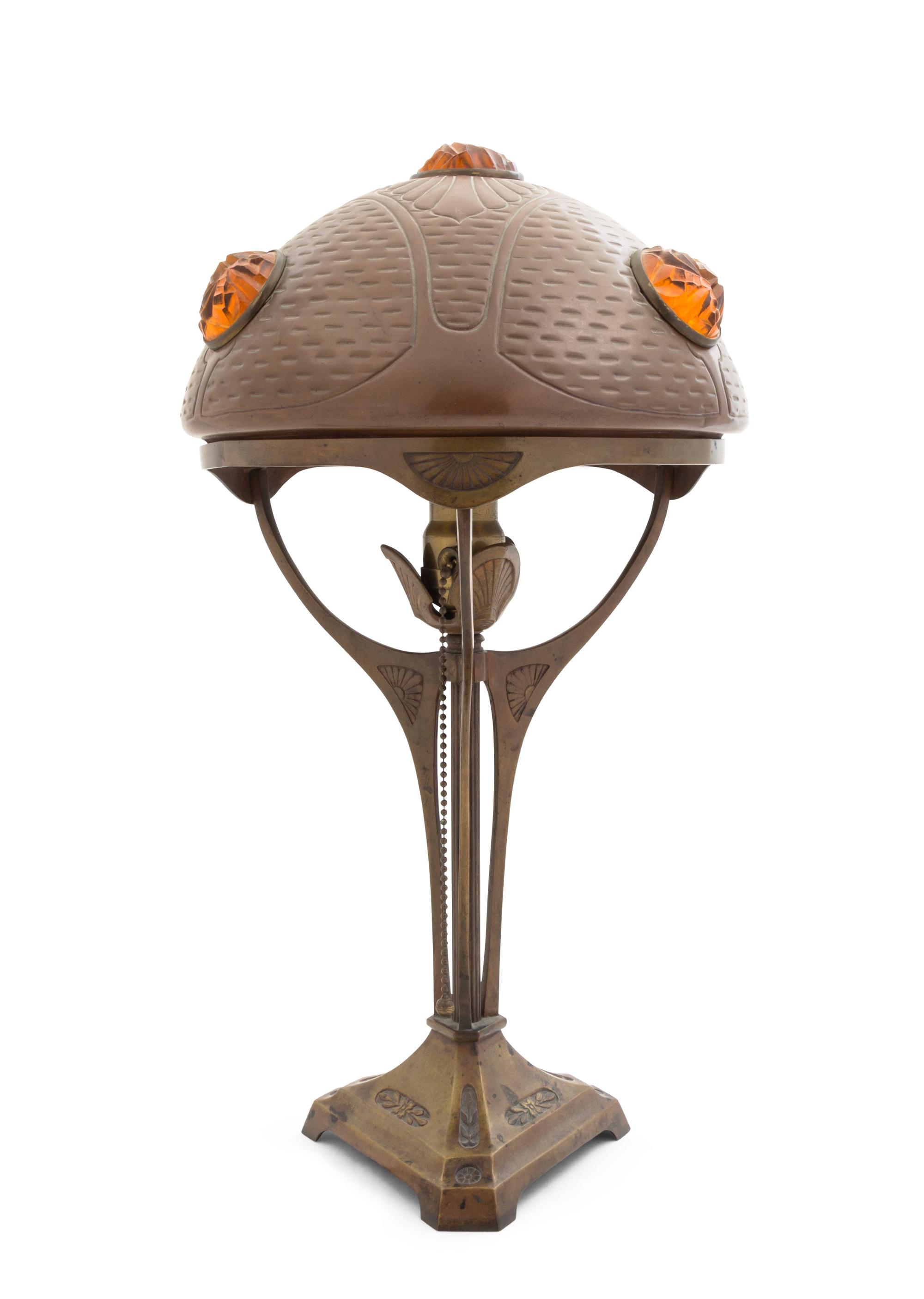 A Secessionist Copper Lamp Height 18 1/4 inches.
