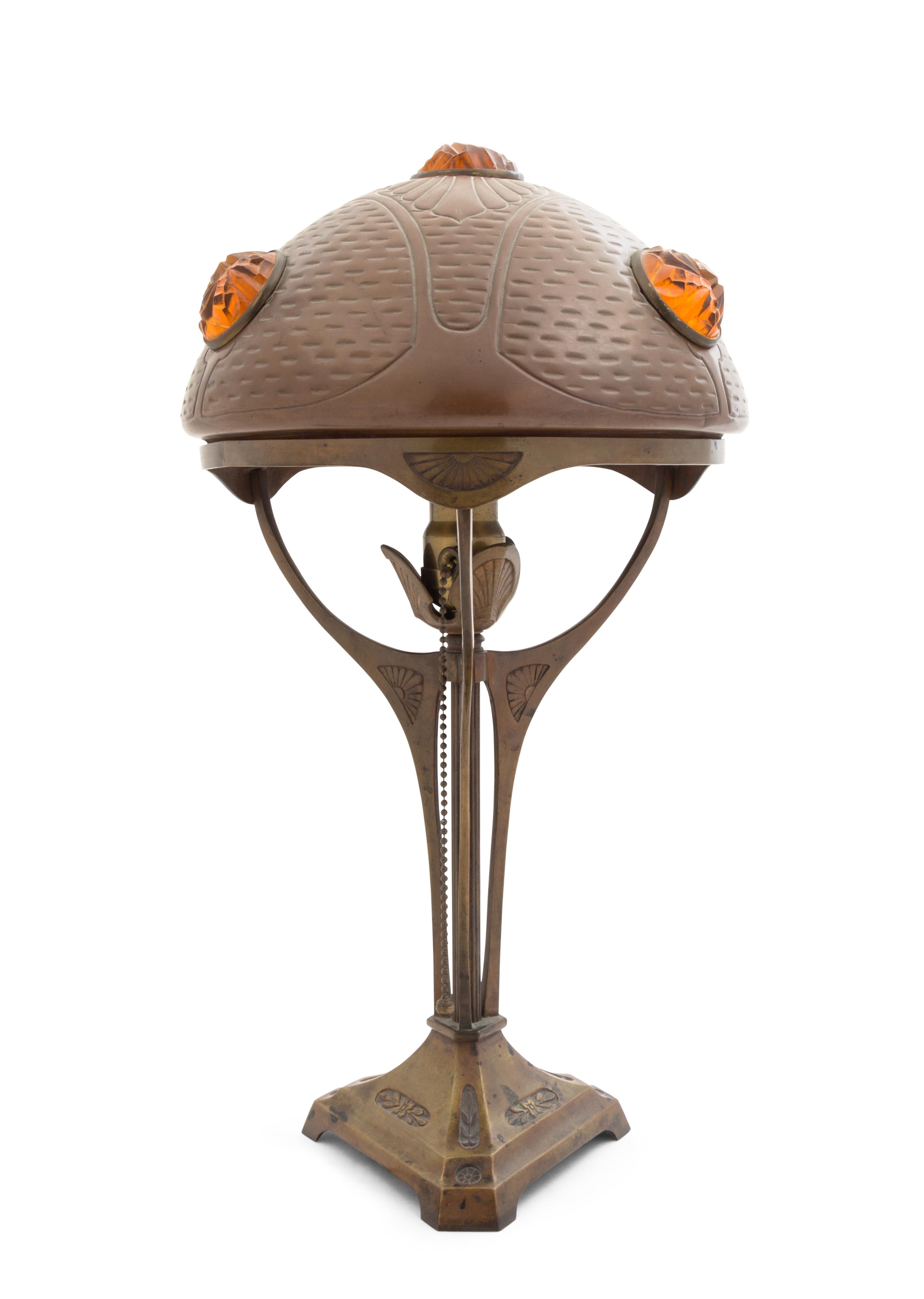 A Secessionist Copper Lamp Height 18 1/4 inches.