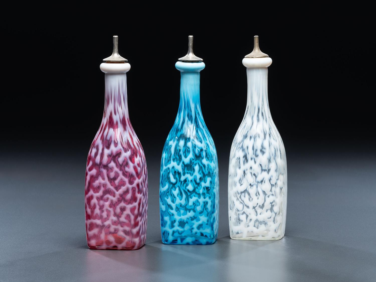 Three Seaweed or Coral Reef Barber's Bottles