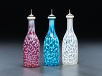 Three Seaweed or Coral Reef Barber's Bottles