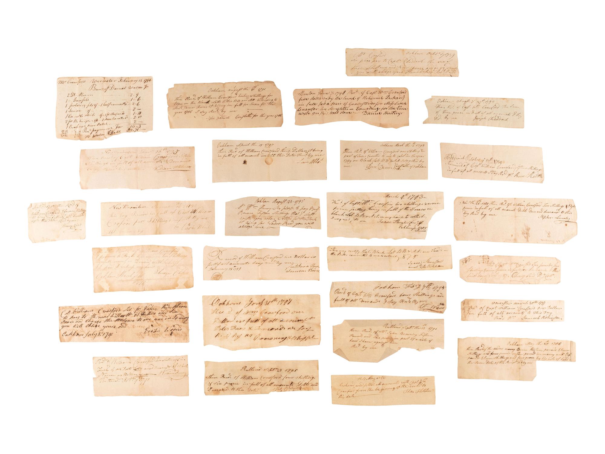 [REVOLUTIONARY WAR]. A group of documents related to Revolutionary War-era figures including signatures of Daniel Brodhead and O.H. Williams.