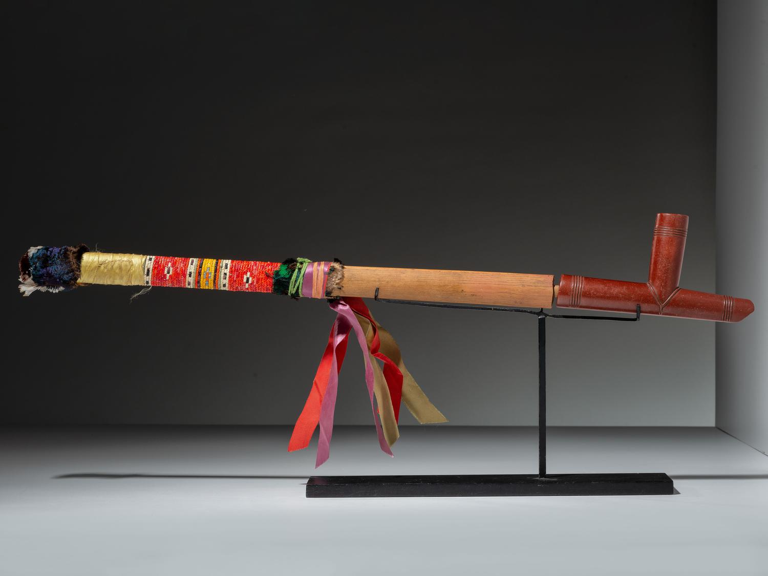 Sioux Quilled Pipe Stem, with Catlinite Bowl