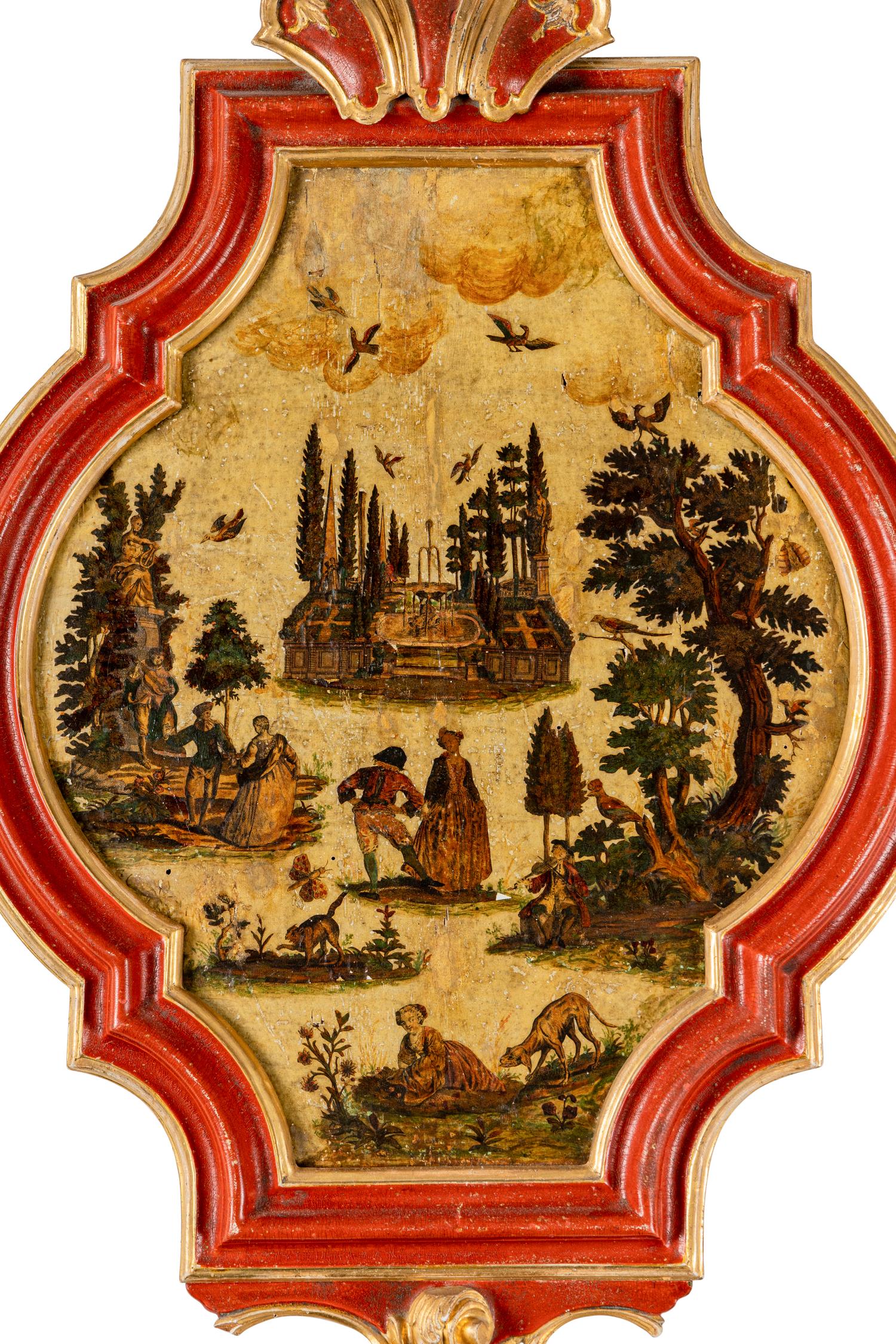 A Pair of Venetian Lacca Povera Cartouche Panels