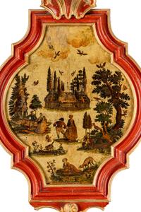 A Pair of Venetian Lacca Povera Cartouche Panels