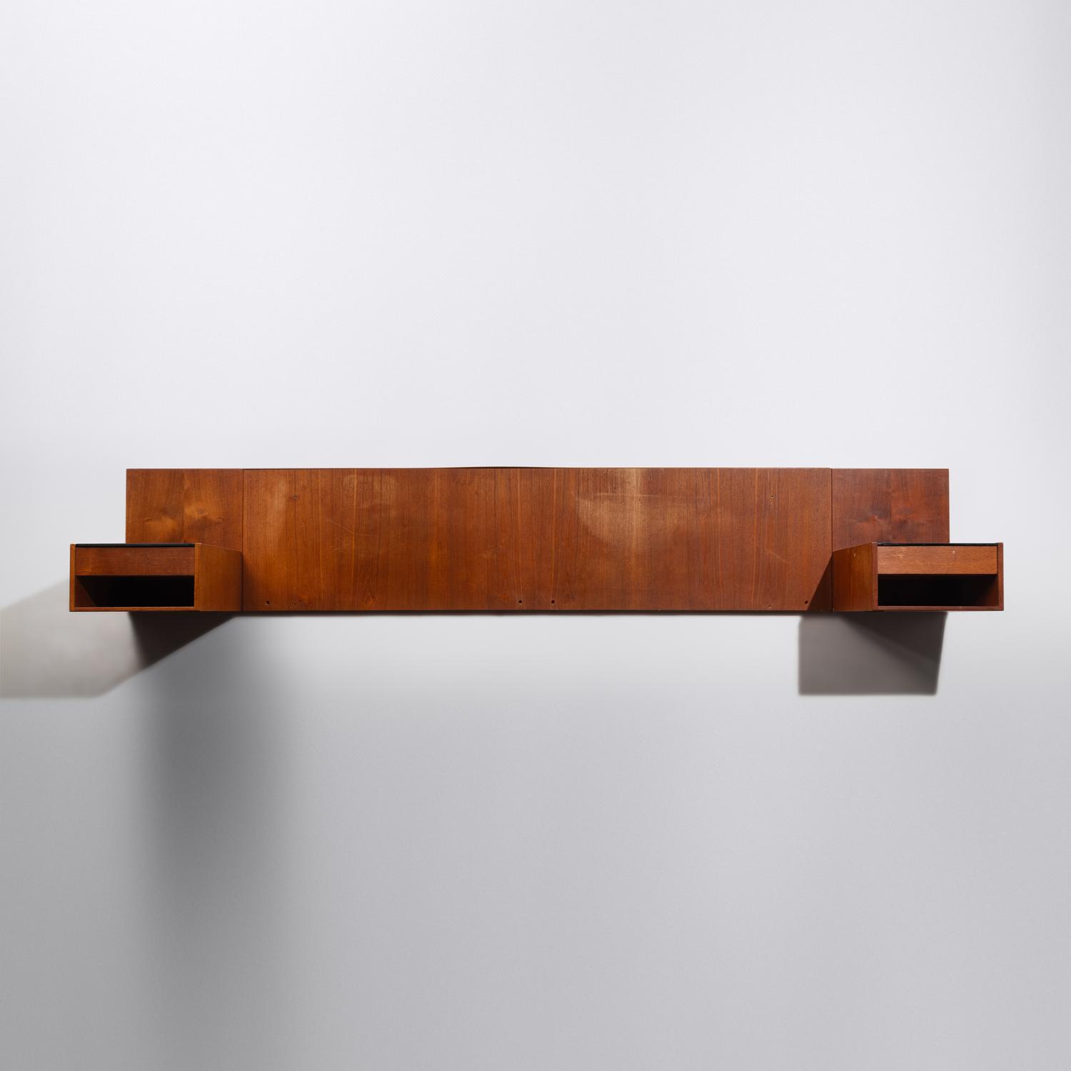 Wall-mounted king size headboard and nightstands, Getama, Denmark