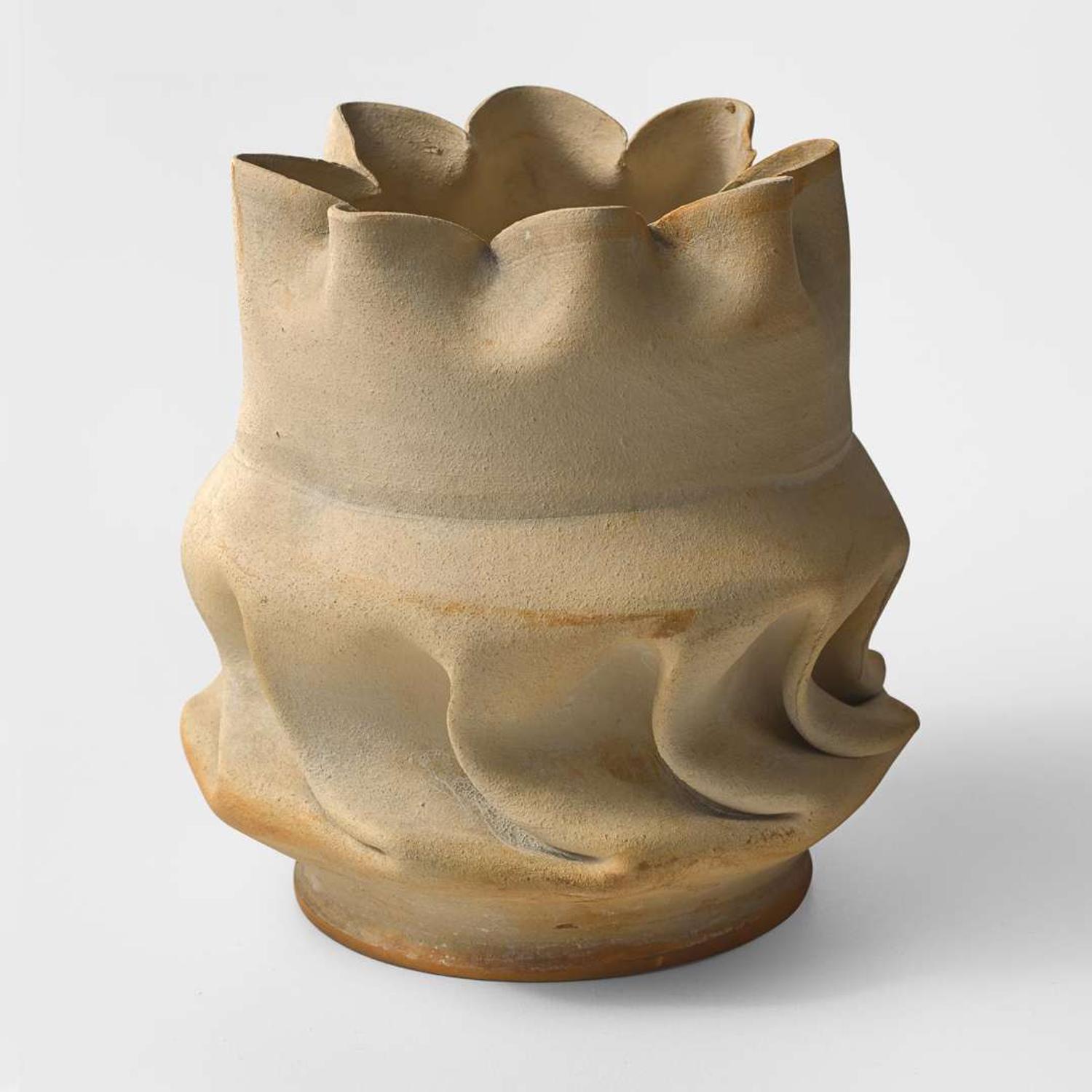 George Ohr (American, 1857-1918) Buff Bisque Vase with In-Body Twist, Biloxi, Mississippi, USA, circa 1898-1910