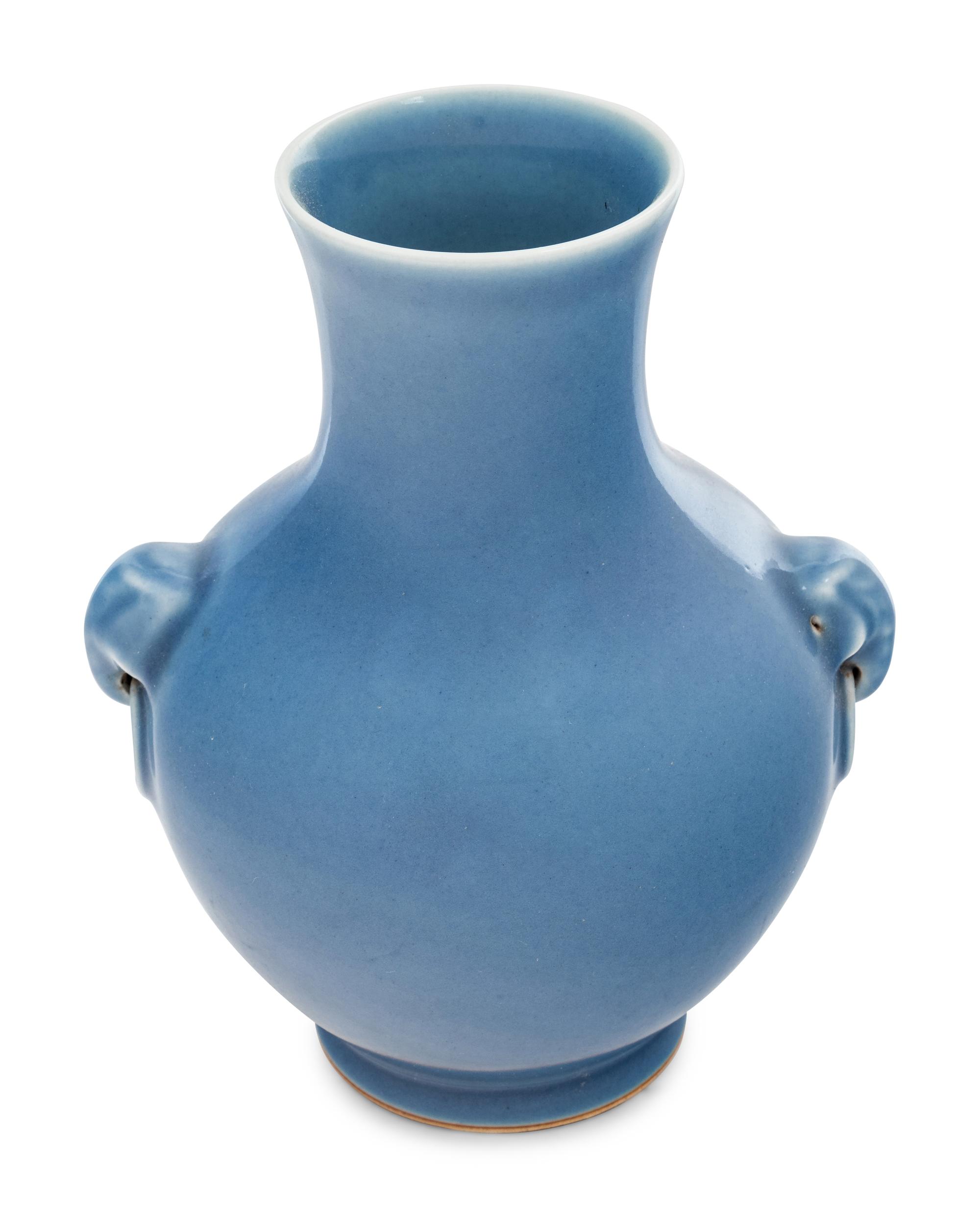 A Chinese Claire-de-Lune Glazed Porcelain Zun Vase
