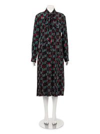 Gucci Silk Print Belted Dress with GG Logo, Spring 2017