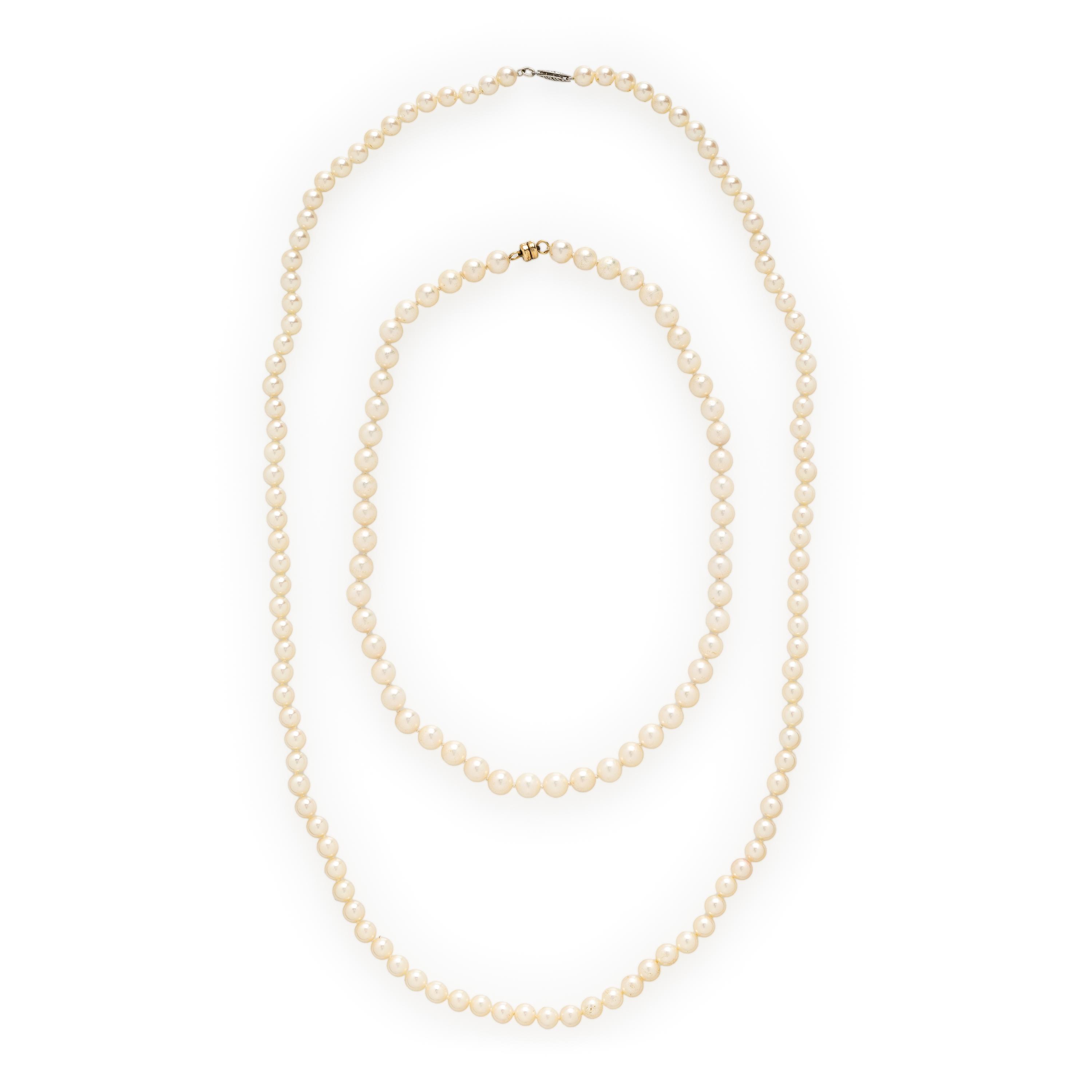 TWO CULTURED PEARL NECKLACES