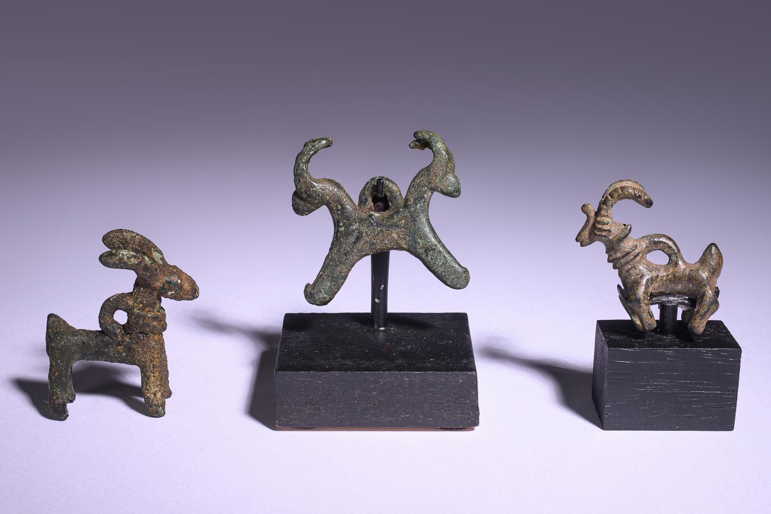 Three Near Eastern Bronze Ibexes