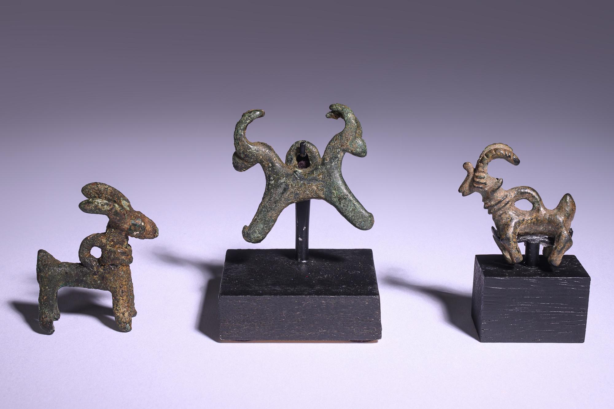 Three Near Eastern Bronze Ibexes