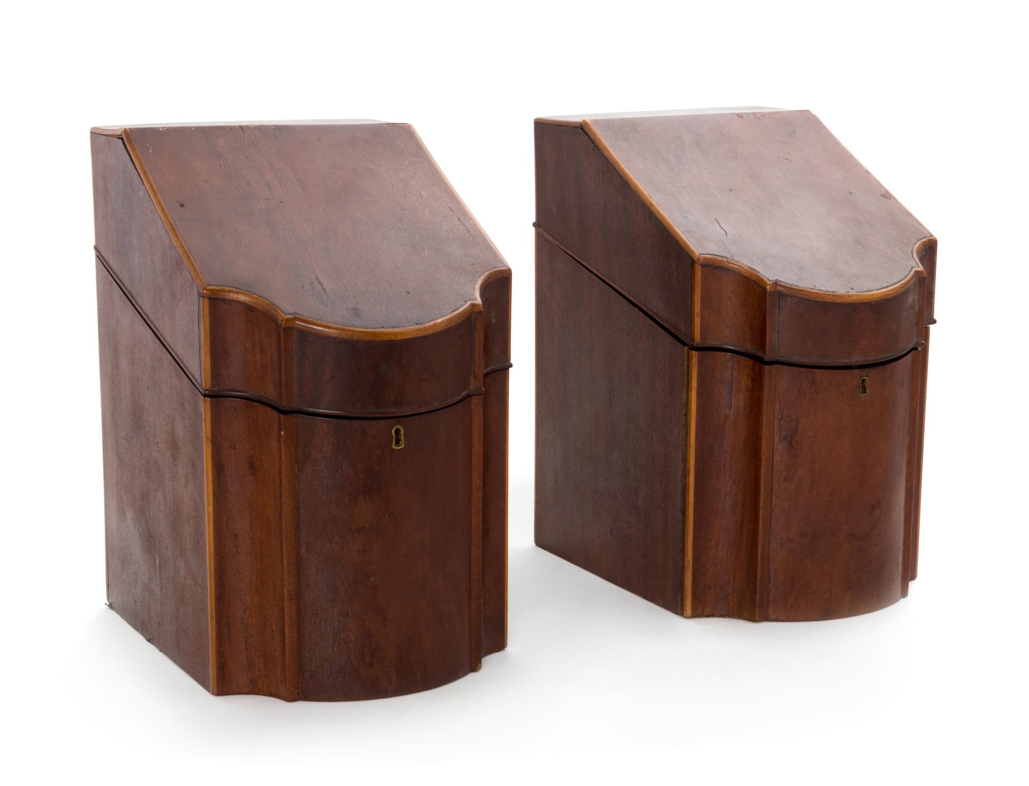 A Pair of George III Mahogany Knife Boxes