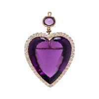 ANTIQUE, AMETHYST AND DIAMOND HEART PENDANT/BROOCH