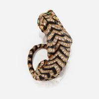 A diamond, enamel, emerald, and gold brooch, David Webb
