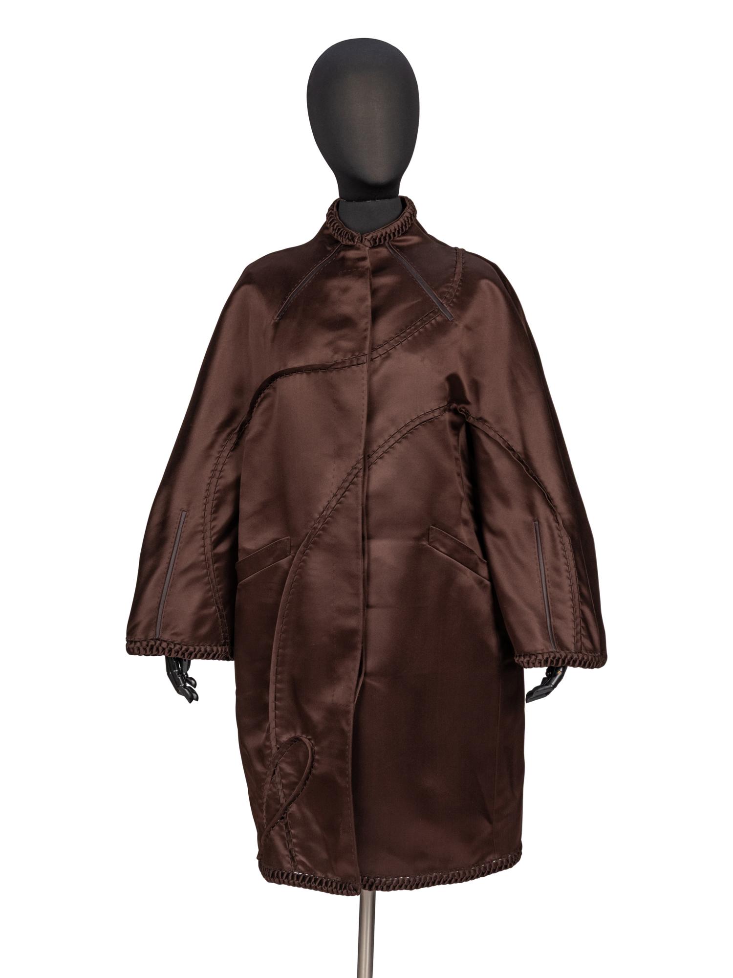 Ralph Rucci, Brown Silk Satin Coat