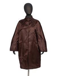 Ralph Rucci, Brown Silk Satin Coat