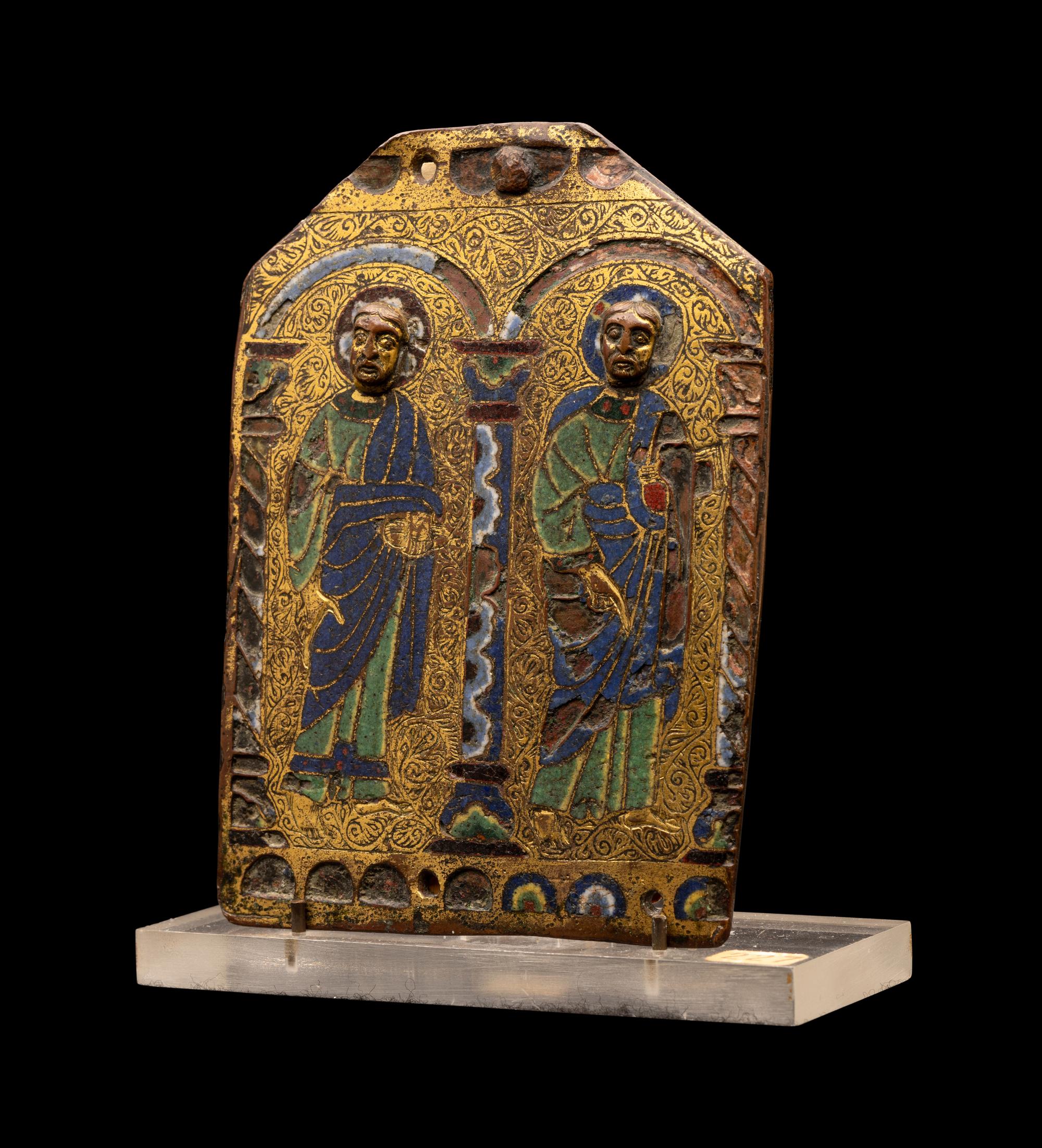 A Limoges Champlevé and Gilt-Copper Fragment of a Rectangular Plaque