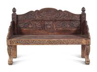 An Indian Carved Wood Bench