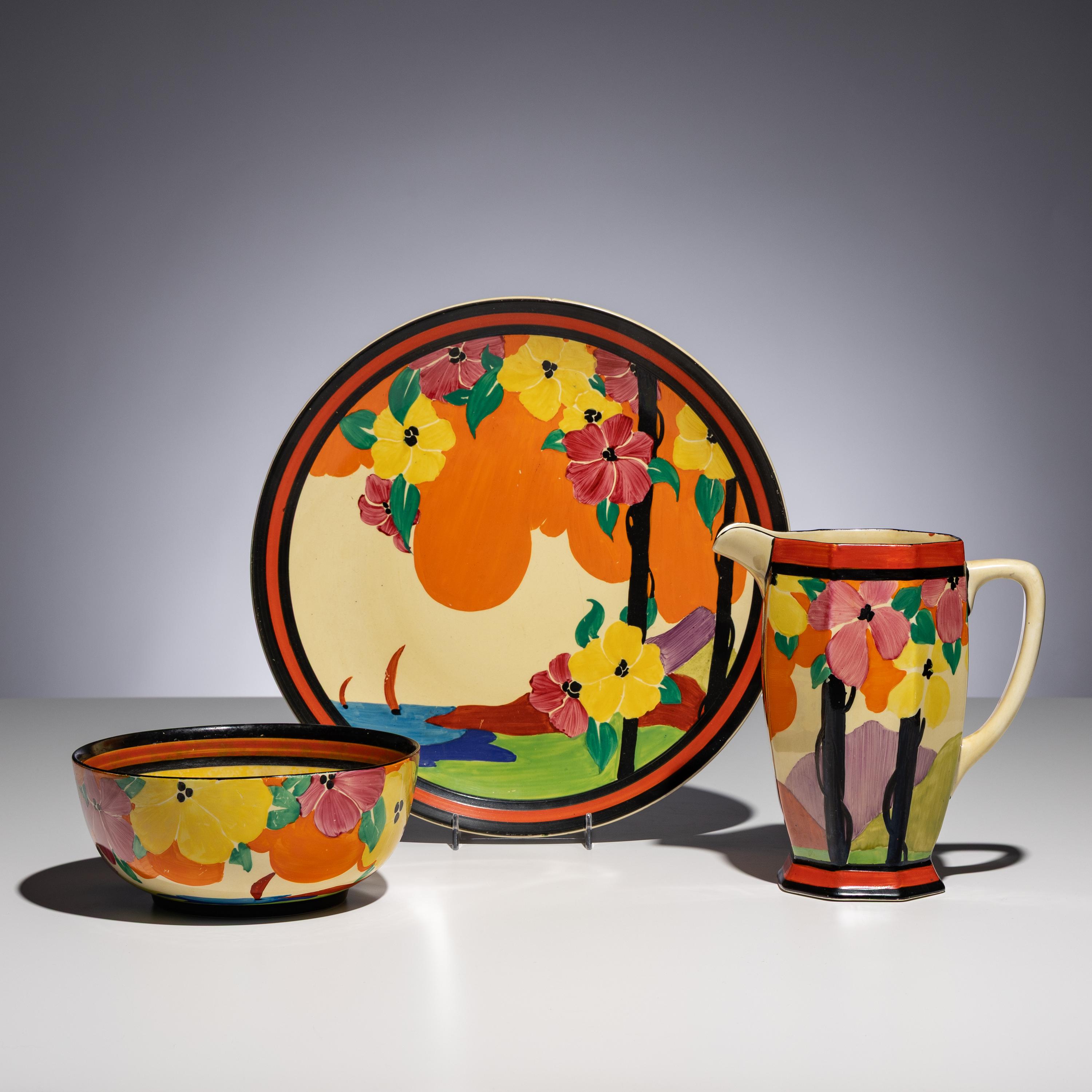 Clarice Cliff (English, 1899–1972) — Palmero Appliqué pattern, Group of 3 Items