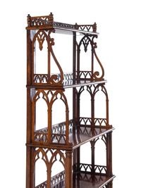 A Regency Rosewood Five-Tier Open Bookcase in the Gothic Taste