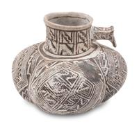 Tularosa Black-on-White Lobed Pottery Jar, with Dog Effigy