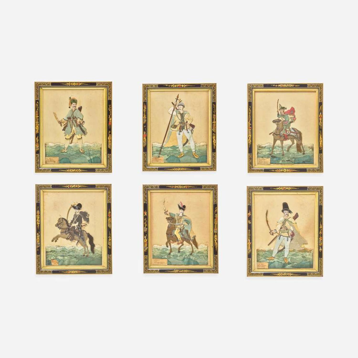 A set of six English dressed portraits of Eastern European military officers early 20th century