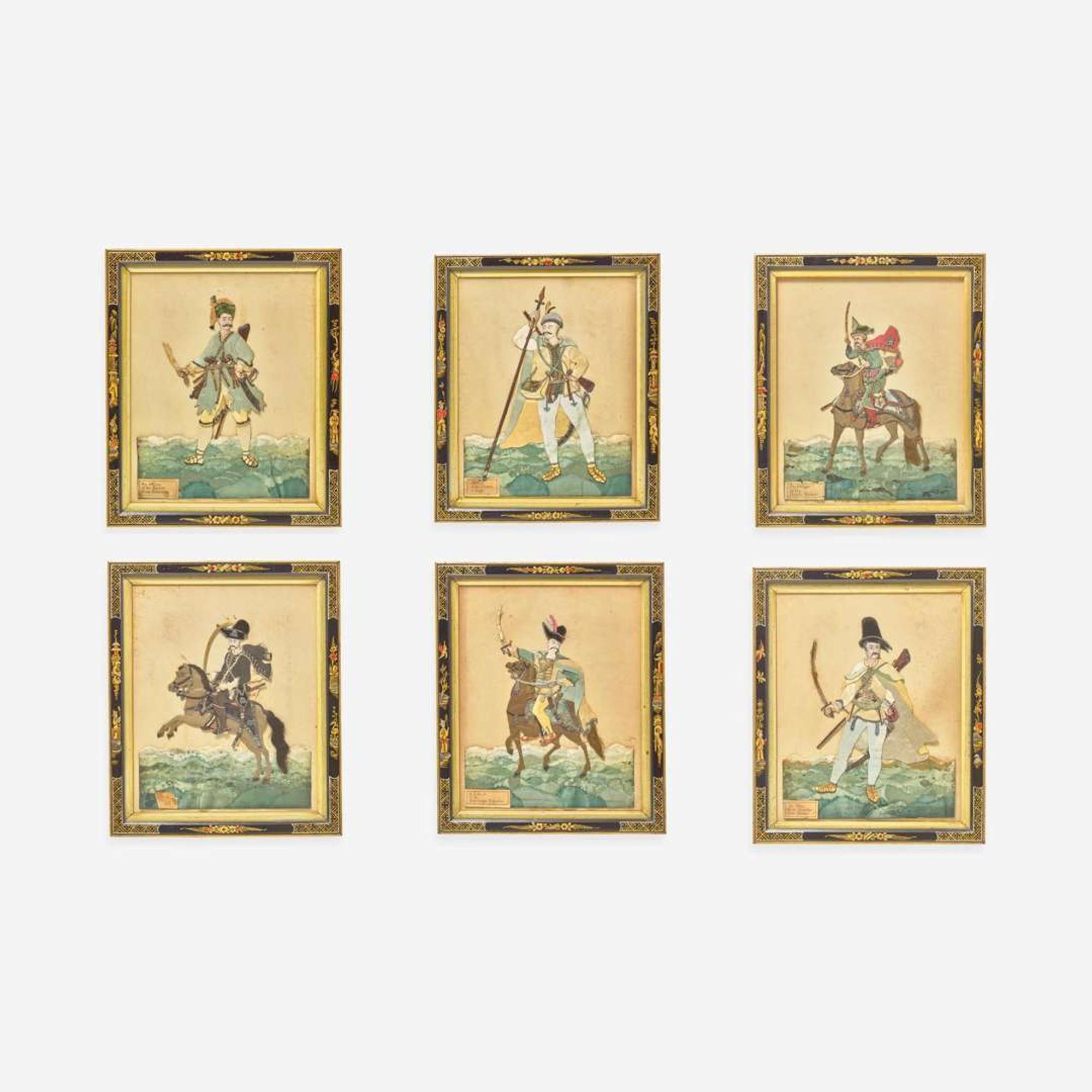A set of six English dressed portraits of Eastern European military officers early 20th century