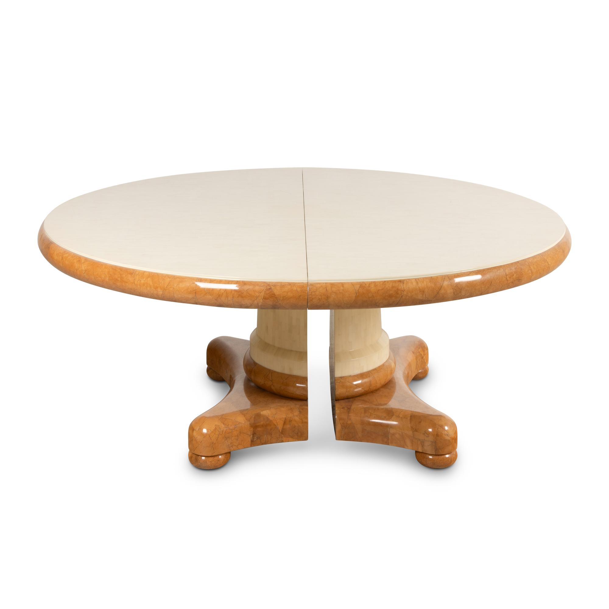 A Contemporary Faux Bone and Faux Marble Veneered Dining Table