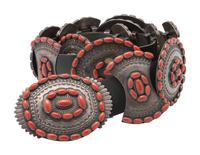 Sterling Silver and Coral Cluster Concha Belt
