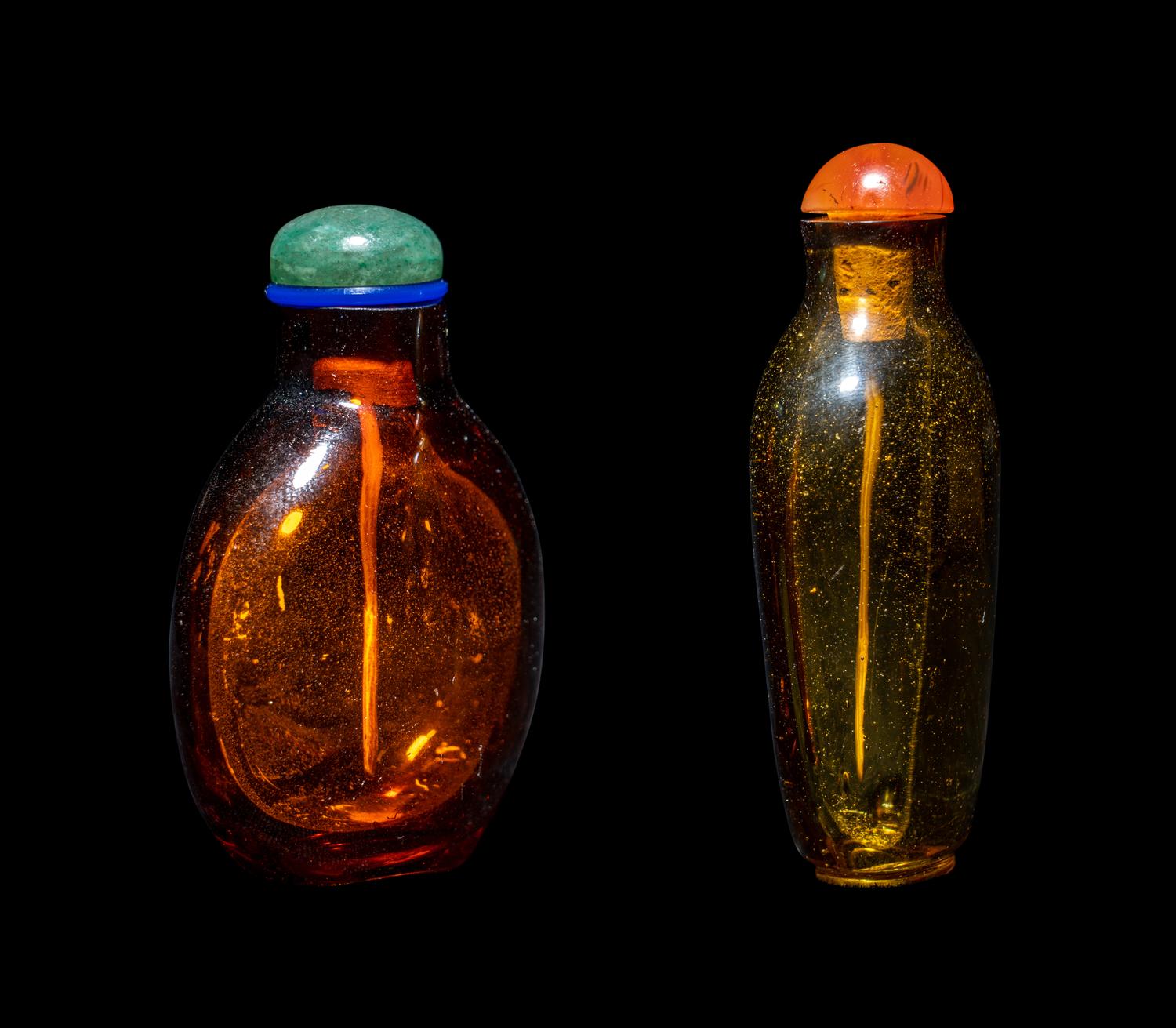 Two Chinese Transparent Glass Snuff Bottles