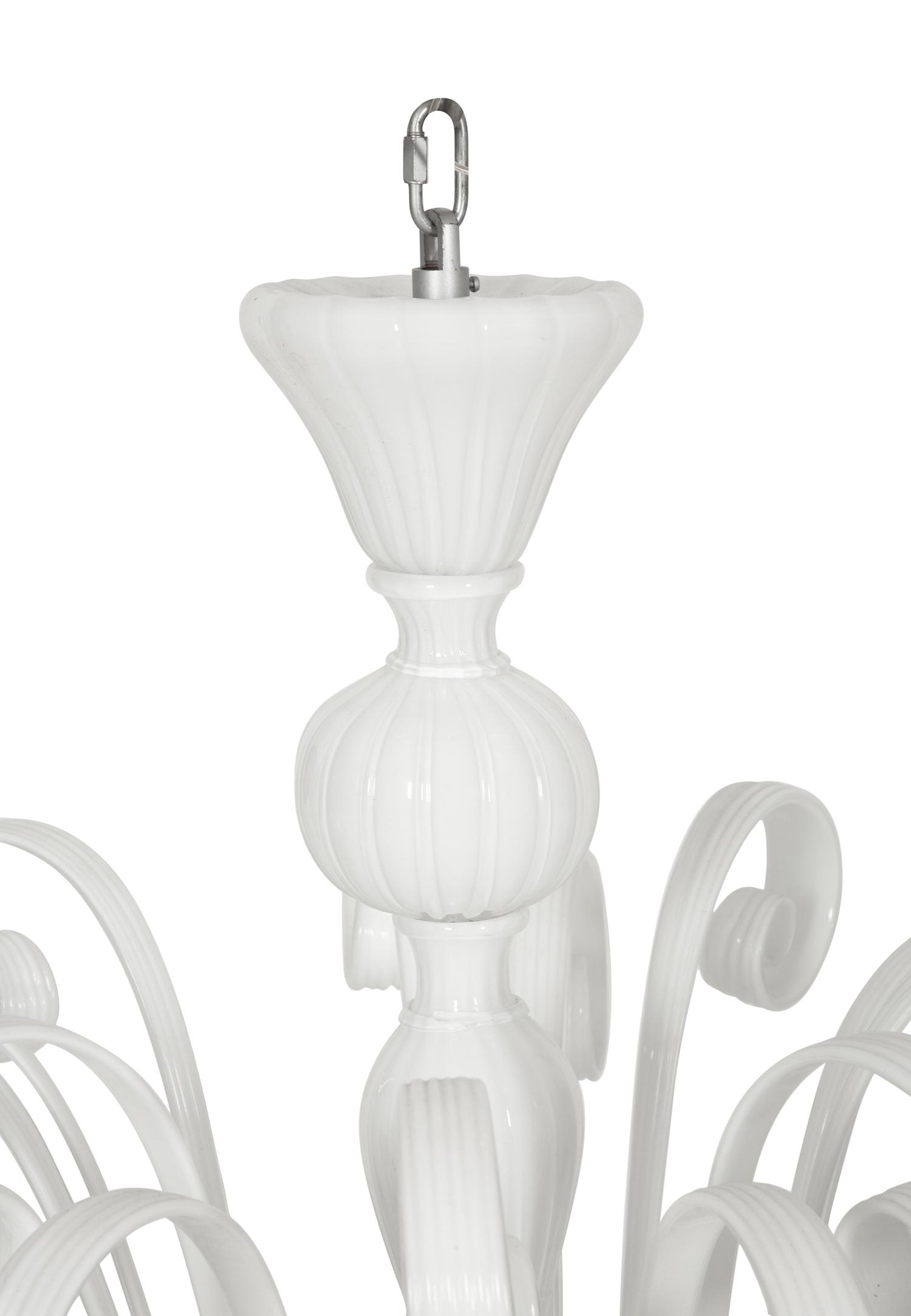 An Italian Murano Style Opaline Glass Chandelier