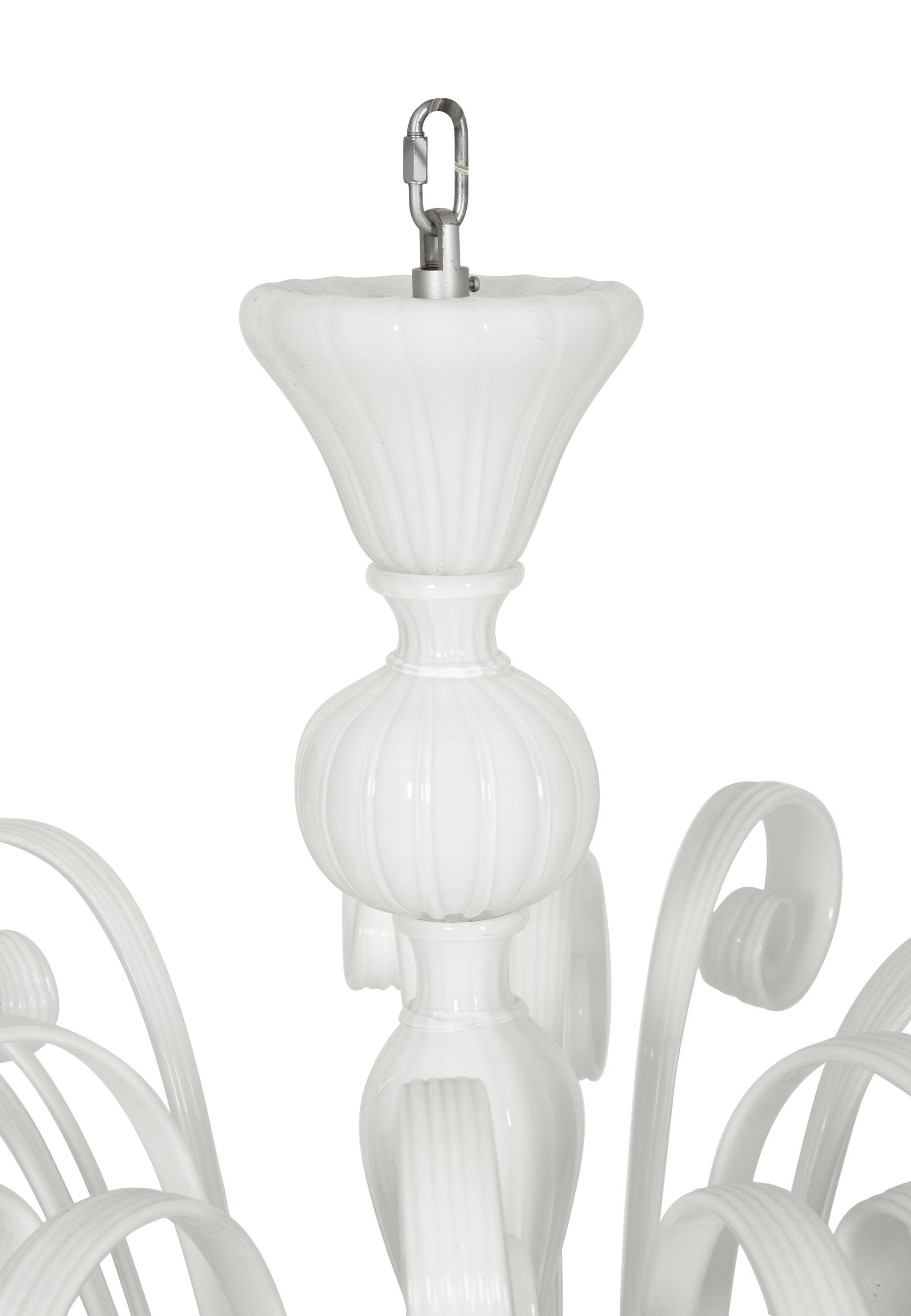 An Italian Murano Style Opaline Glass Chandelier