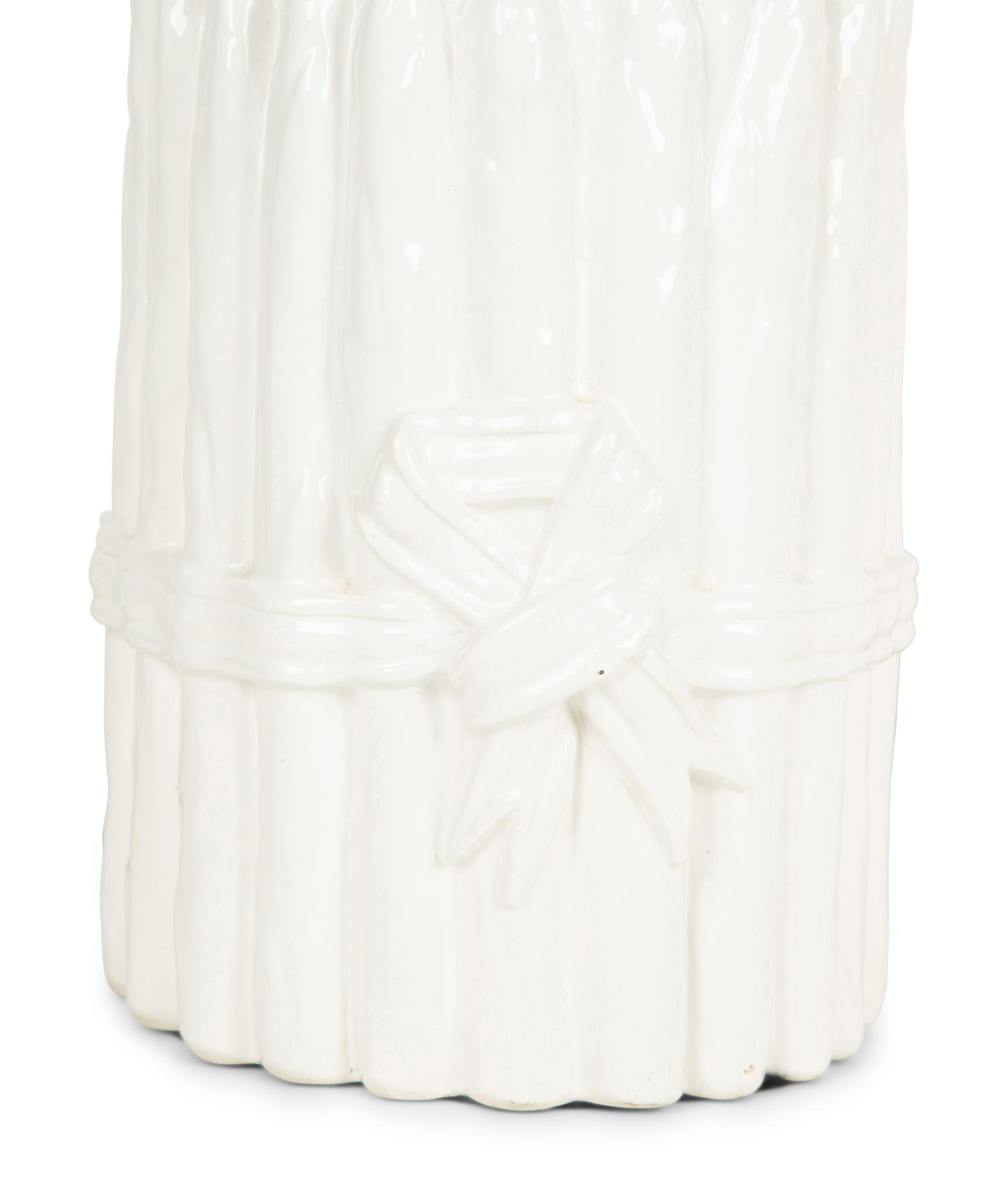 A Pair of White Glazed Ceramic Models of Asparagus Mounted as Lamps — 20TH CENTURY