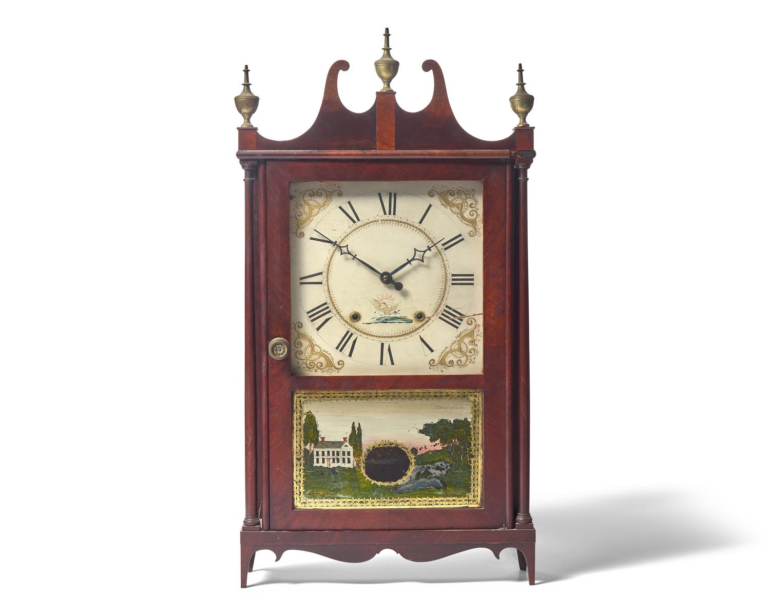 A Federal Mahogany and Églomisé Shelf Clock
