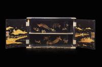 A Japanese black and gold lacquer two-door "Peacocks" cabinet, 18th/19th century 日本雙門漆箱 十八或十九世紀
