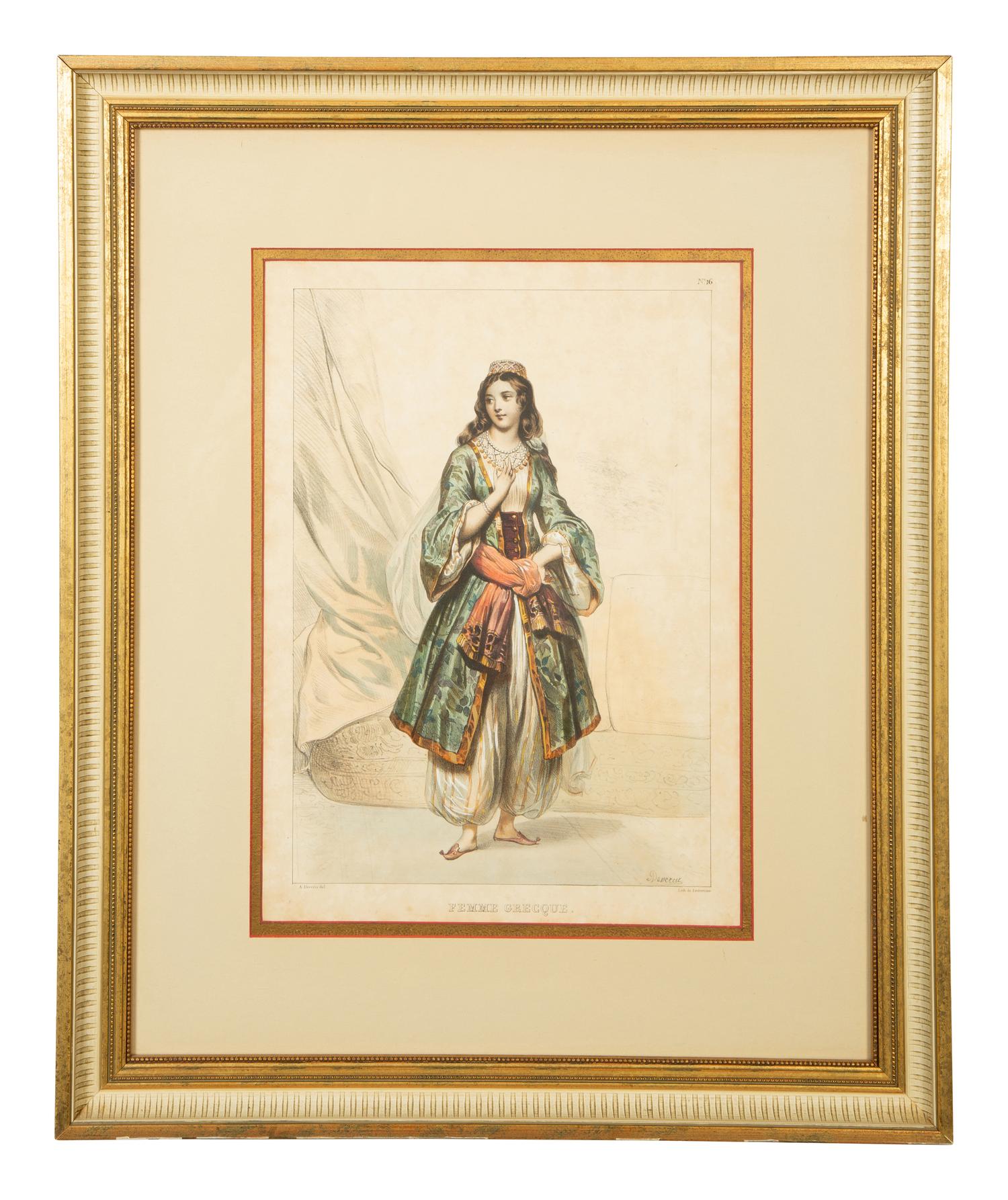 A Set of Six Framed Hand-Colored Costume Engravings