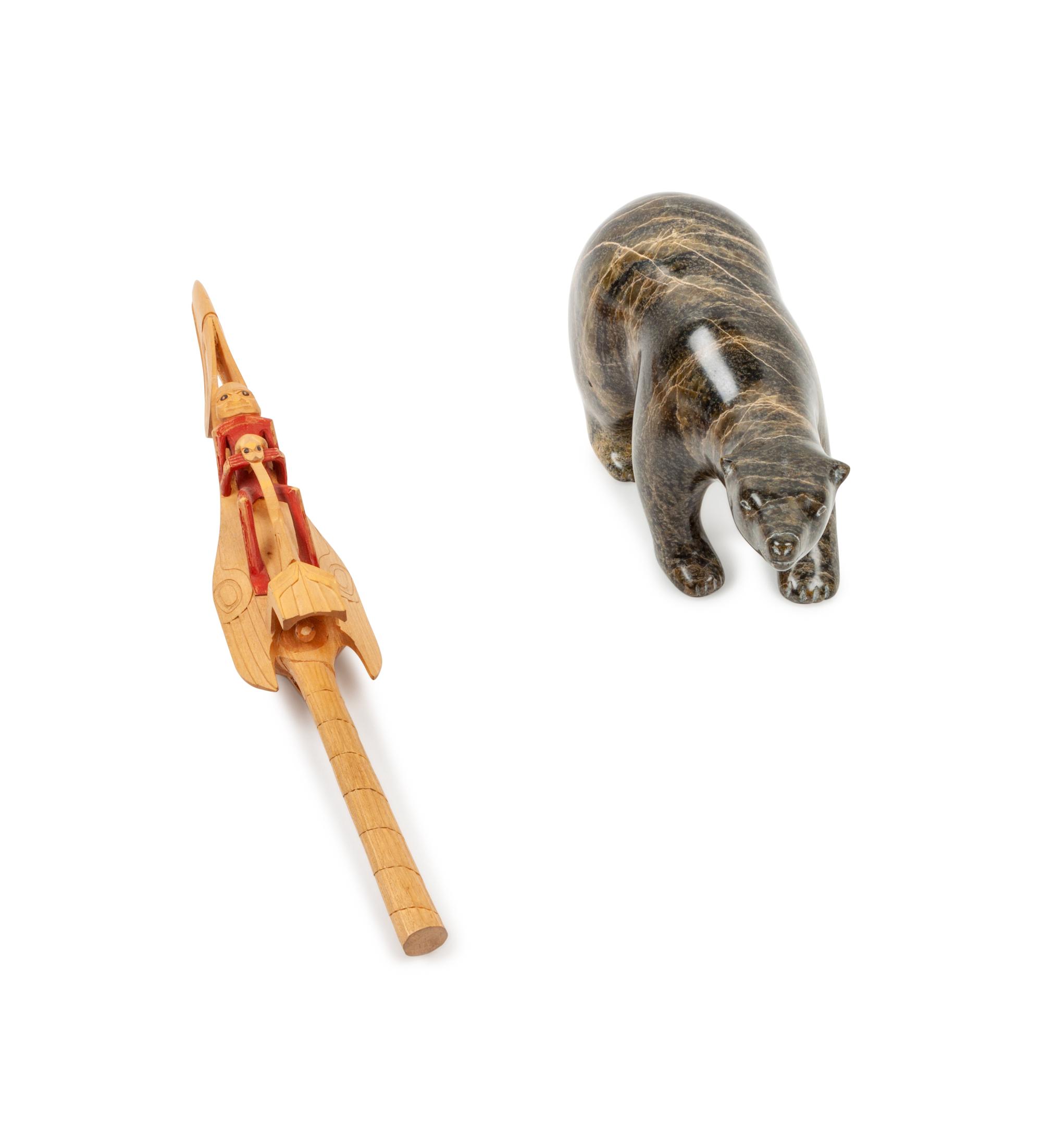 Northwest Coast Rattle and Soapstone Bear