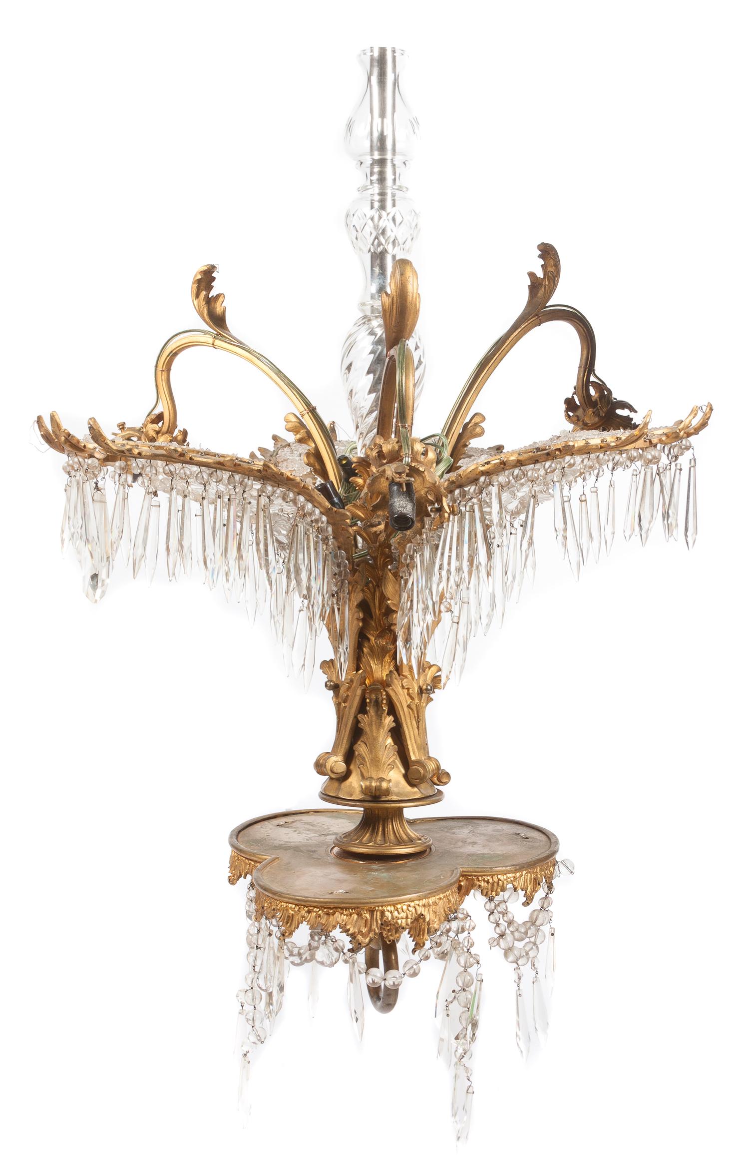 A Continental Gilt Bronze Chandelier Height 43 inches.