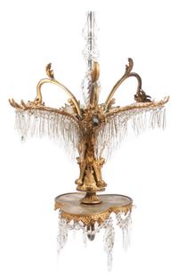 A Continental Gilt Bronze Chandelier Height 43 inches.