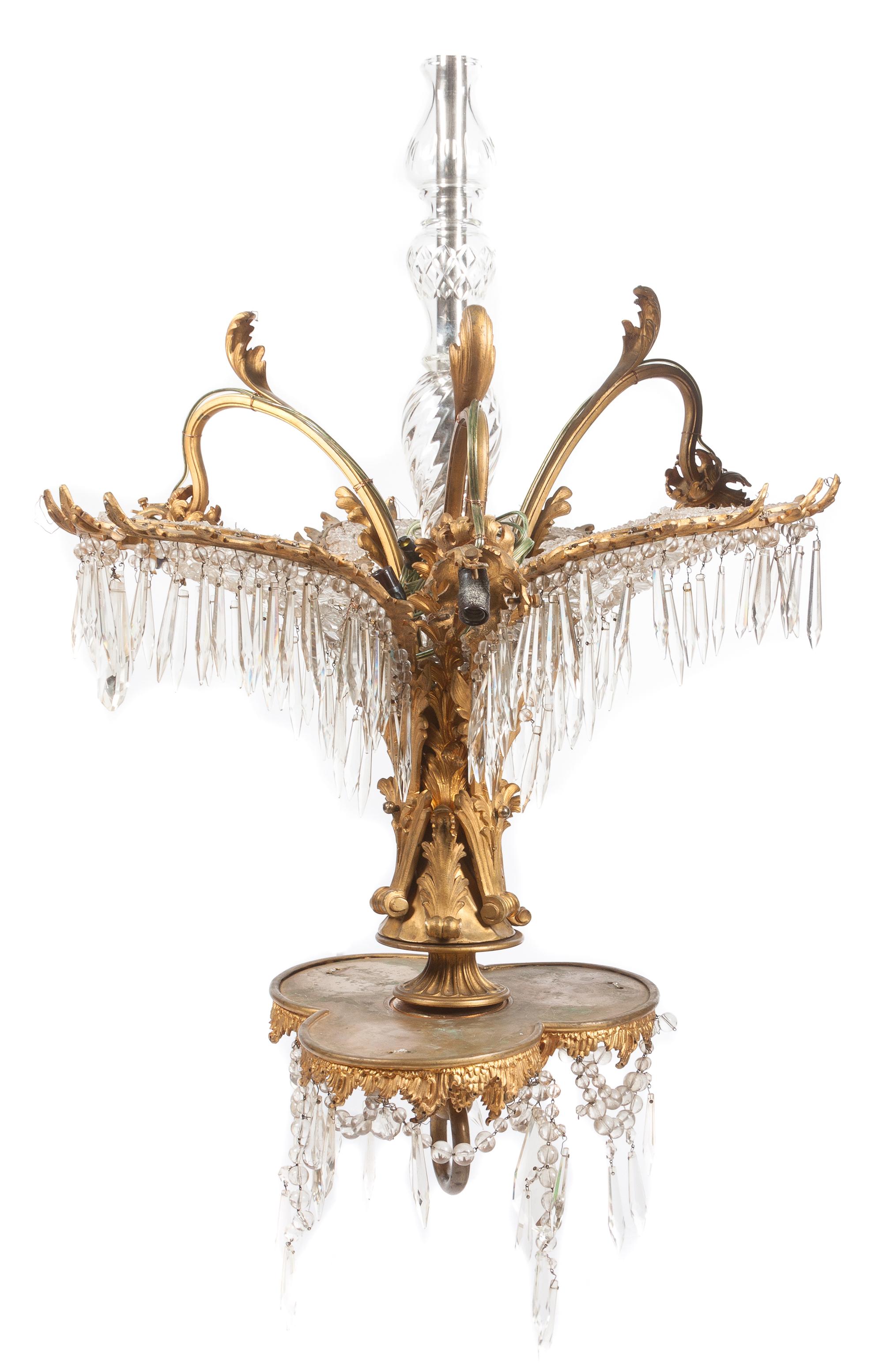 A Continental Gilt Bronze Chandelier Height 43 inches.
