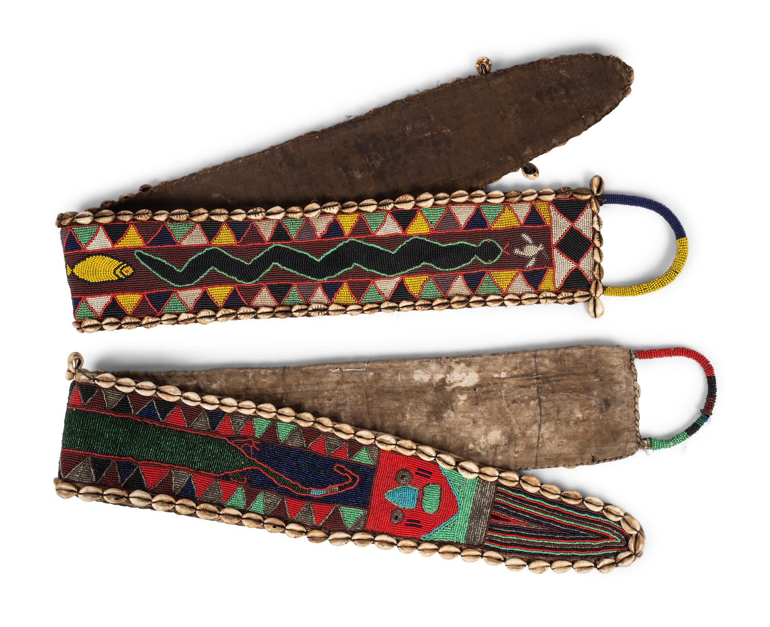 Yoruba Beaded Diviner's Hanging Panel and Beaded Purses