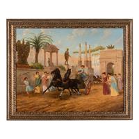 Ettore Forti (Italian, 1850-1940) — Chariot Race In Ancient Rome With Triumphal Arch