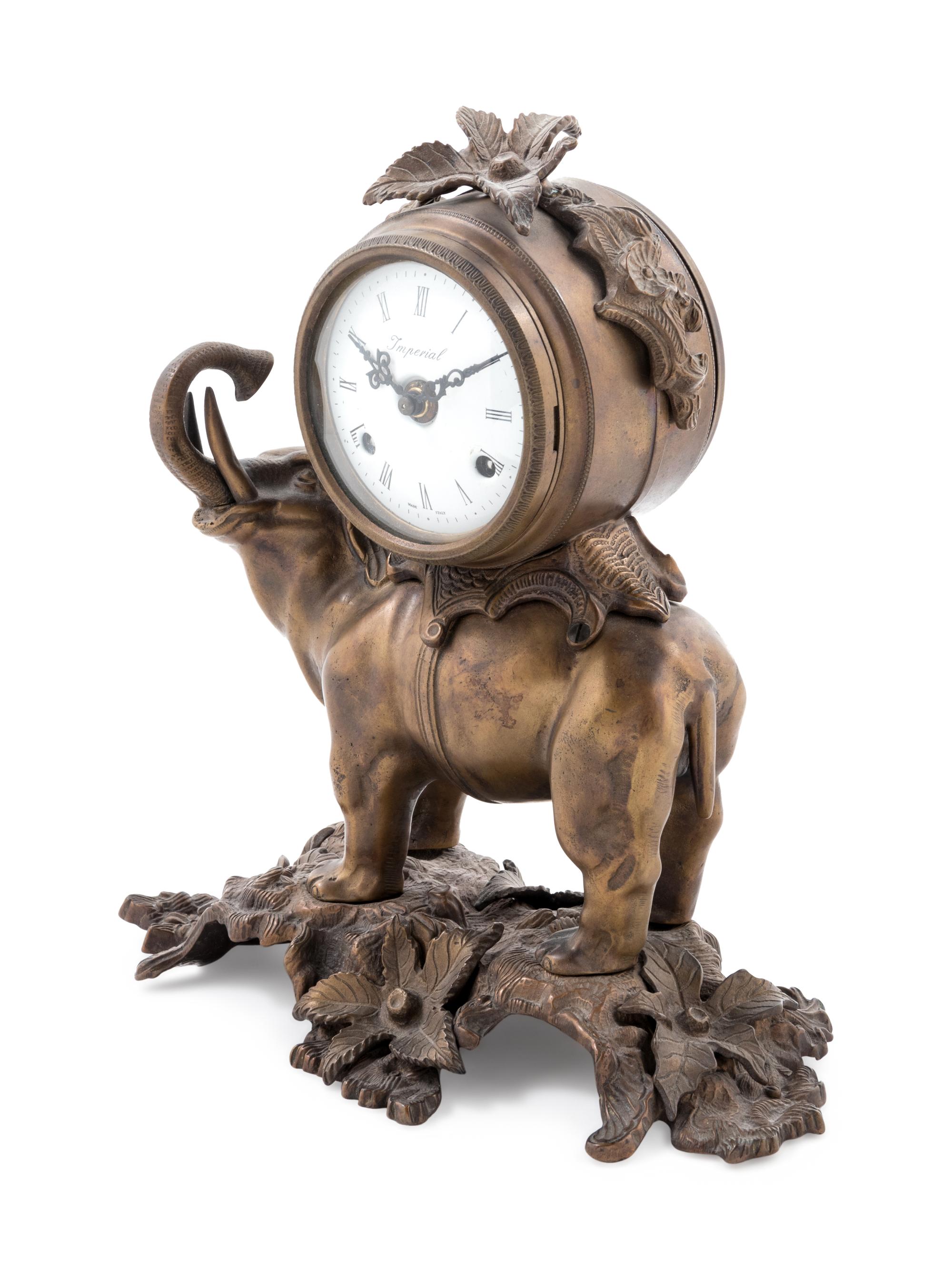 A Louis XVI Style Bronze Elephant-Form Mantel Clock