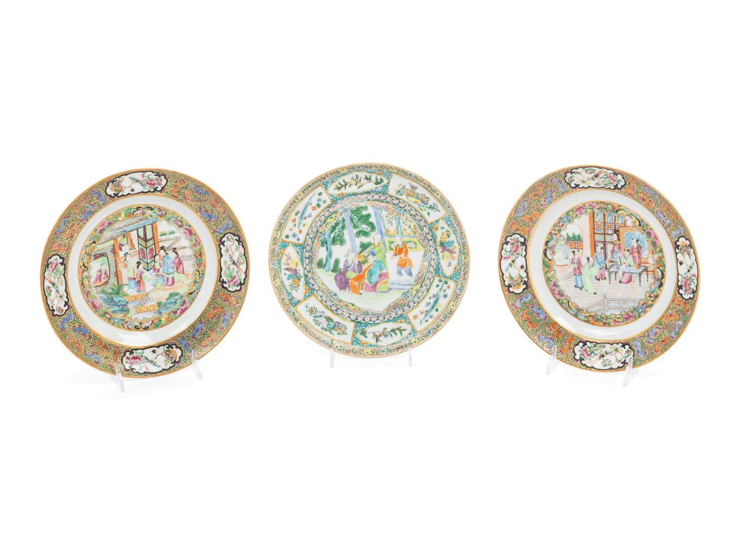 Five Chinese Export Famille Rose Porcelain Plates